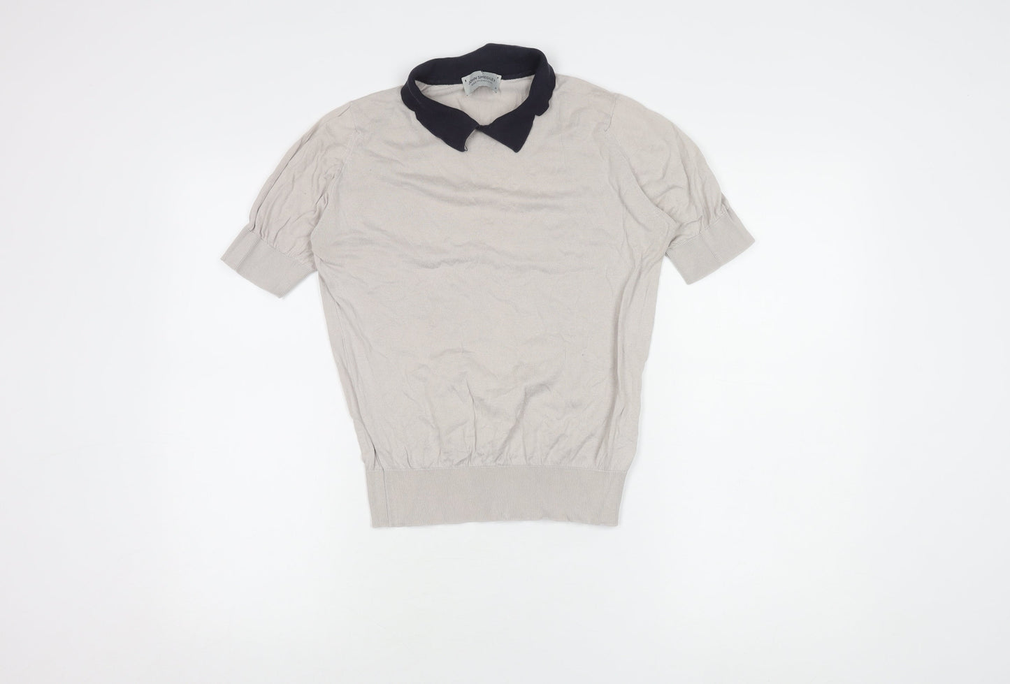 John Smedley Unisex Beige Polo Shirt, M, 100% Cotton, Excellent