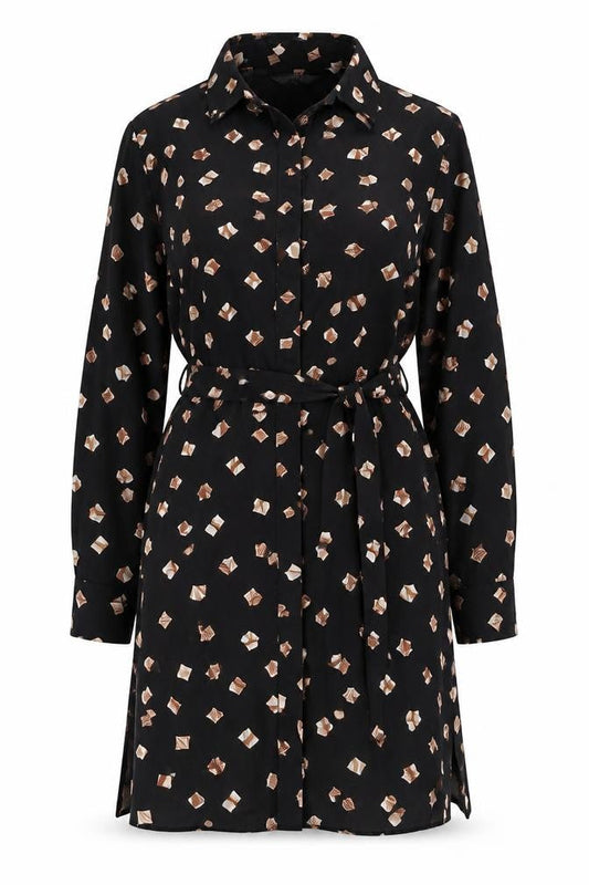 Front view of Principles Women's Black Geometric Dress, size 18