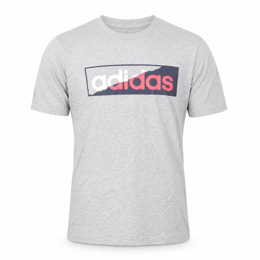 Adidas Men's Grey M Logo T-Shirt, Cotton, Graphic Print