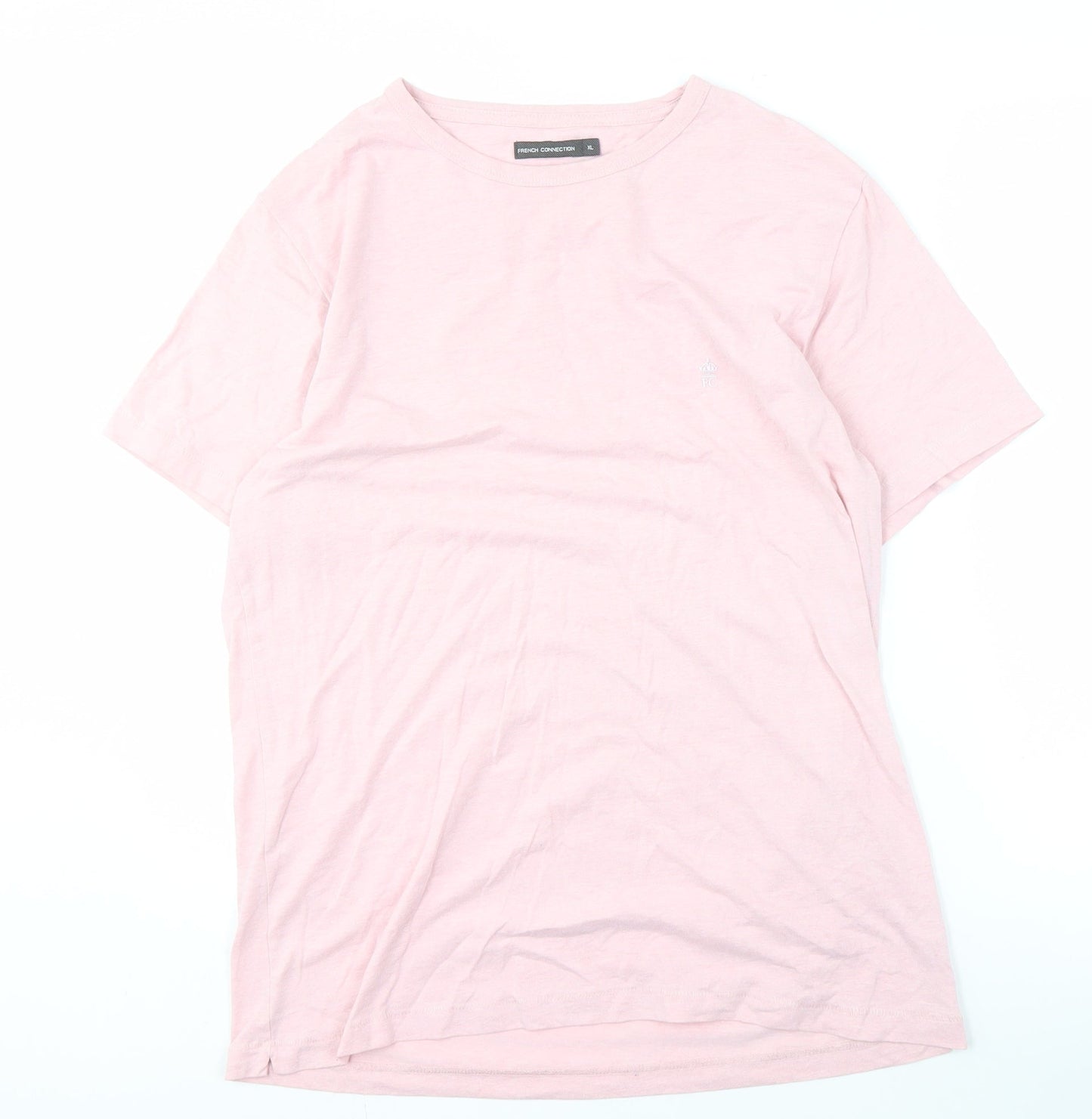 French Connection Men's Pink Solid XL Crew Neck T-Shirt