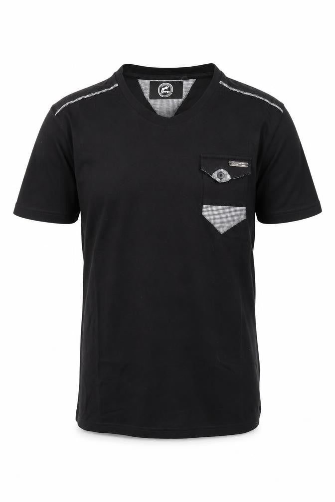 ETO Men's Black V-Neck M T-Shirt with Pocket