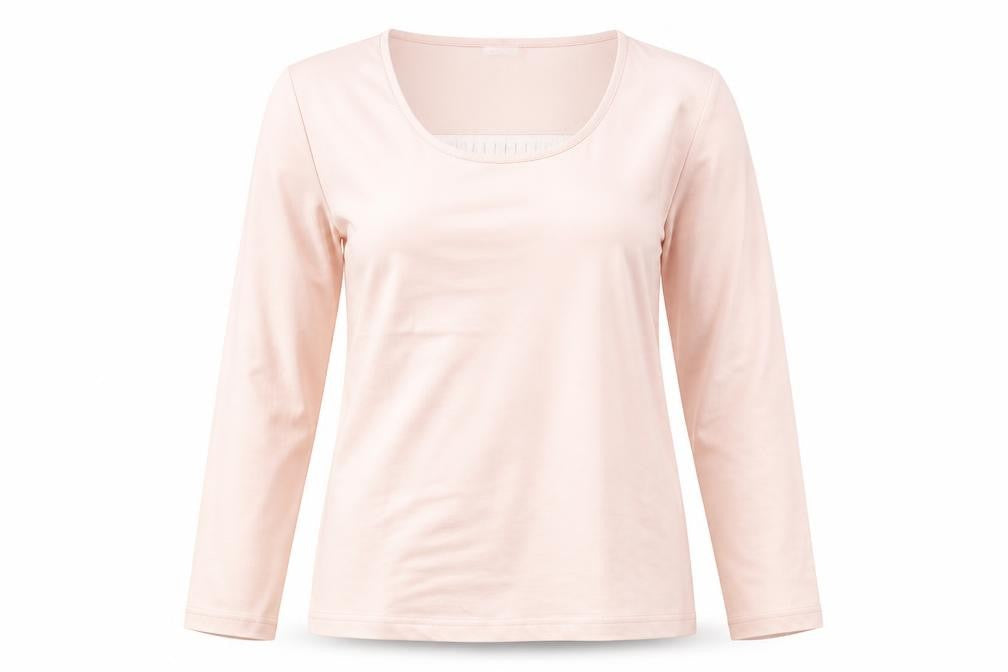 Damart Women's Beige Scoop Neck Long Sleeve Top