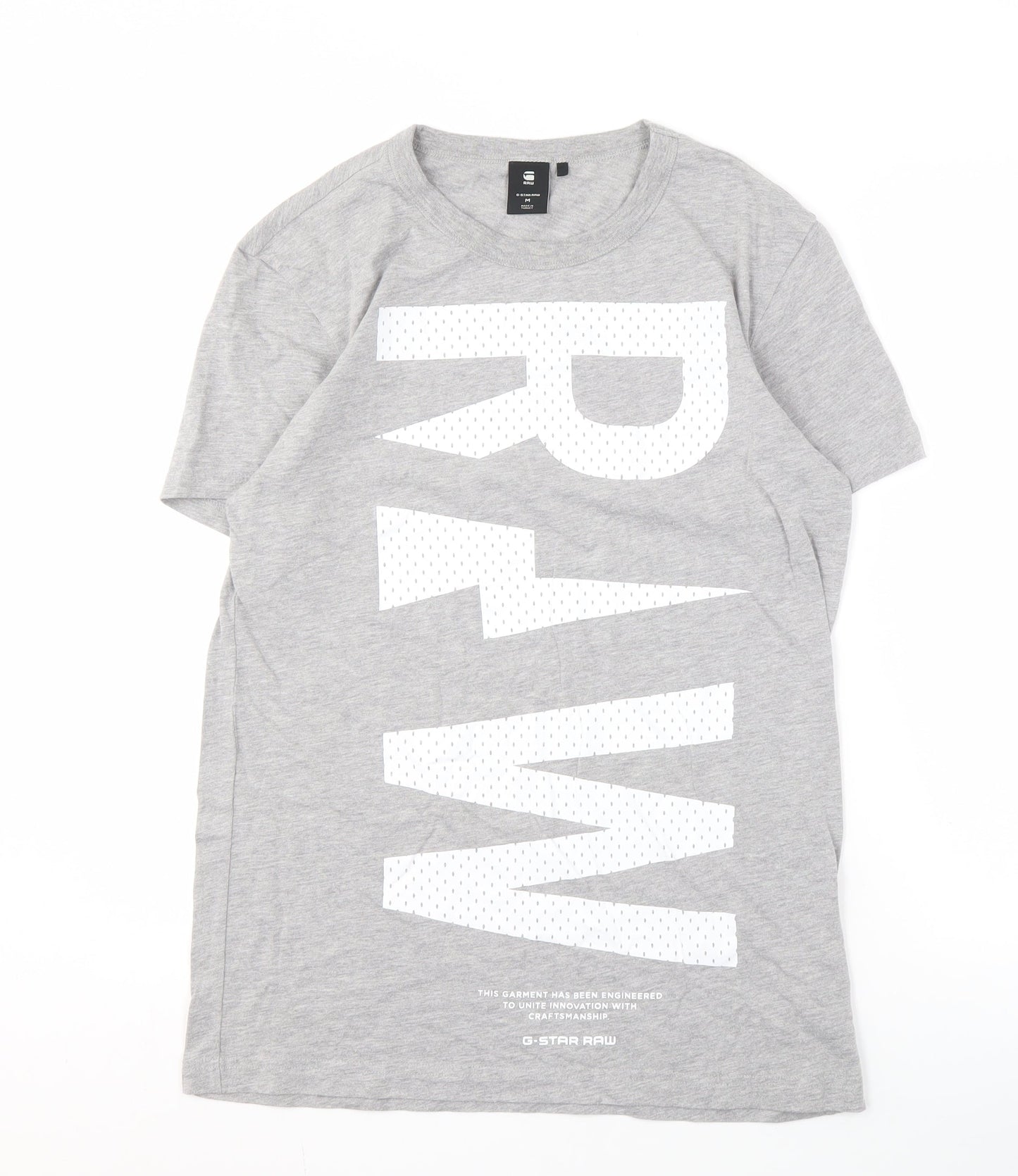 G-Star RAW Men's Grey Graphic T-Shirt, Medium