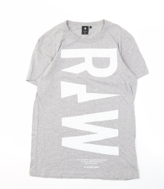 G-Star RAW Men's Grey Graphic T-Shirt, Medium