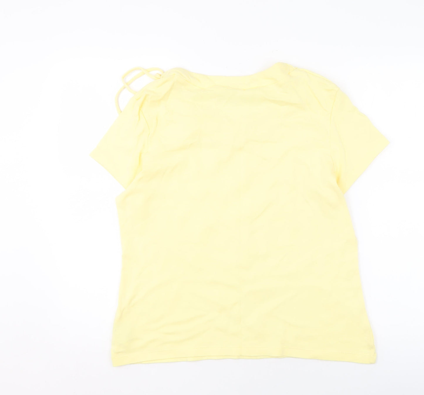 Damart Women's Yellow Cotton Scoop Neck T-Shirt - Size L