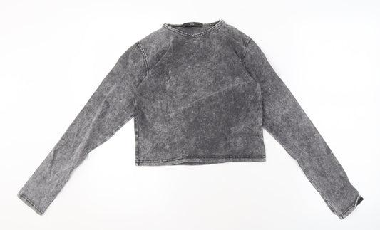 Missguided Women's Grey Long Sleeve Crew Neck Top Size 10
