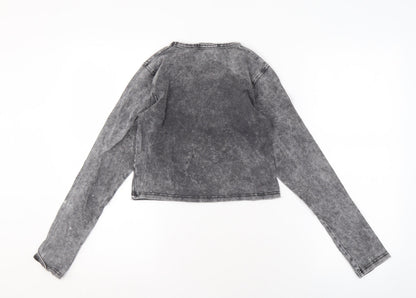 Back view of Missguided Women's Grey Long Sleeve Crew Neck Top, size 10
