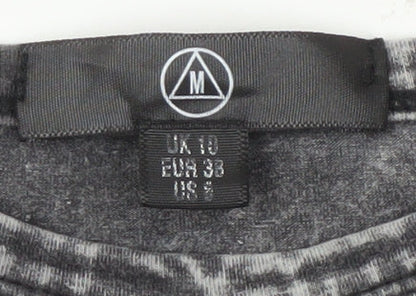 Brand and care label for Missguided Women's Grey Long Sleeve Crew Neck Top, size 10