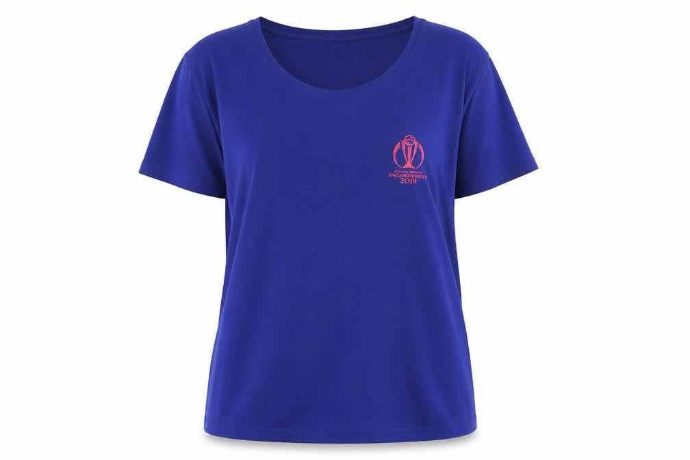 Women's Blue Cricket T-Shirt, Size 18, England Wales World Cup 2019