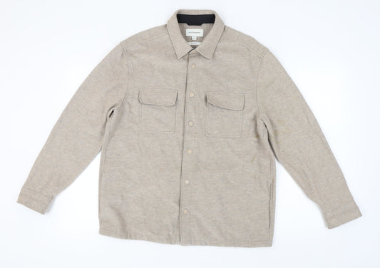 Marks and Spencer Men's Beige Jacket - M, Mid-Length, Casual