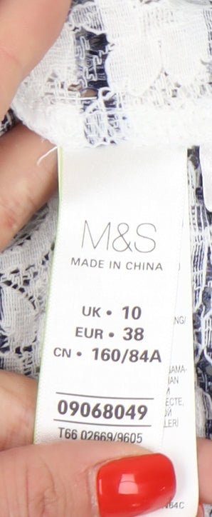 Marks and Spencer Women's White Striped 3/4 Top Size 10