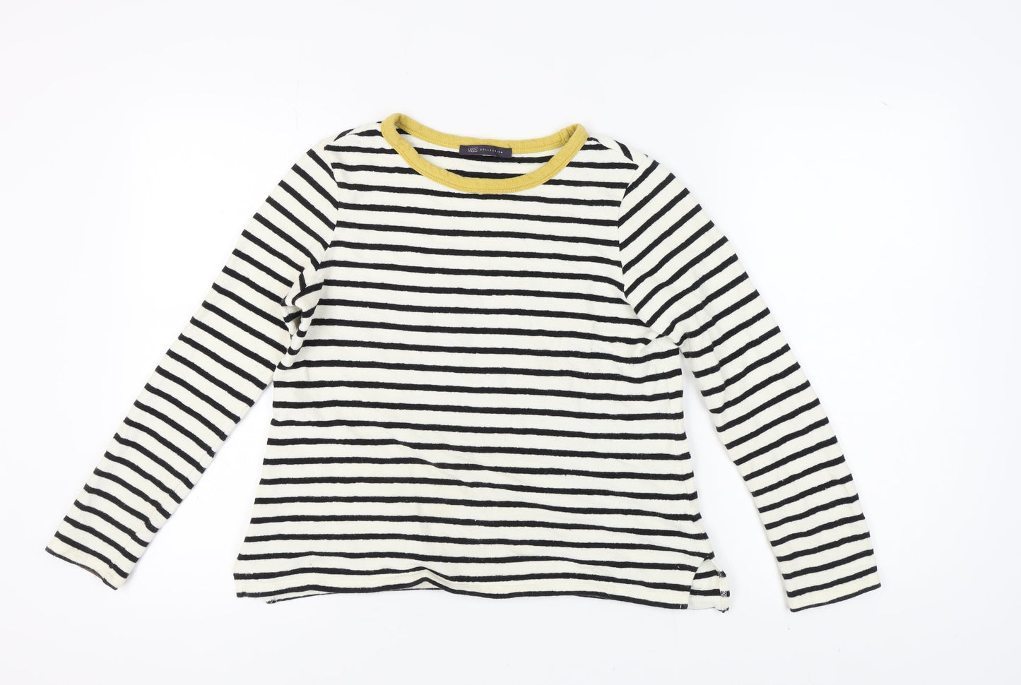 Marks and Spencer Women's Black Striped Pullover Sweatshirt