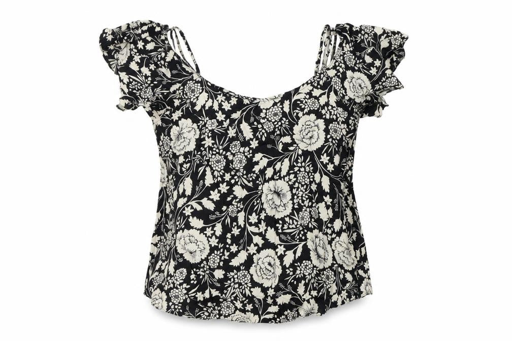 Miss Selfridge Women's Black Floral Top, Size 10
