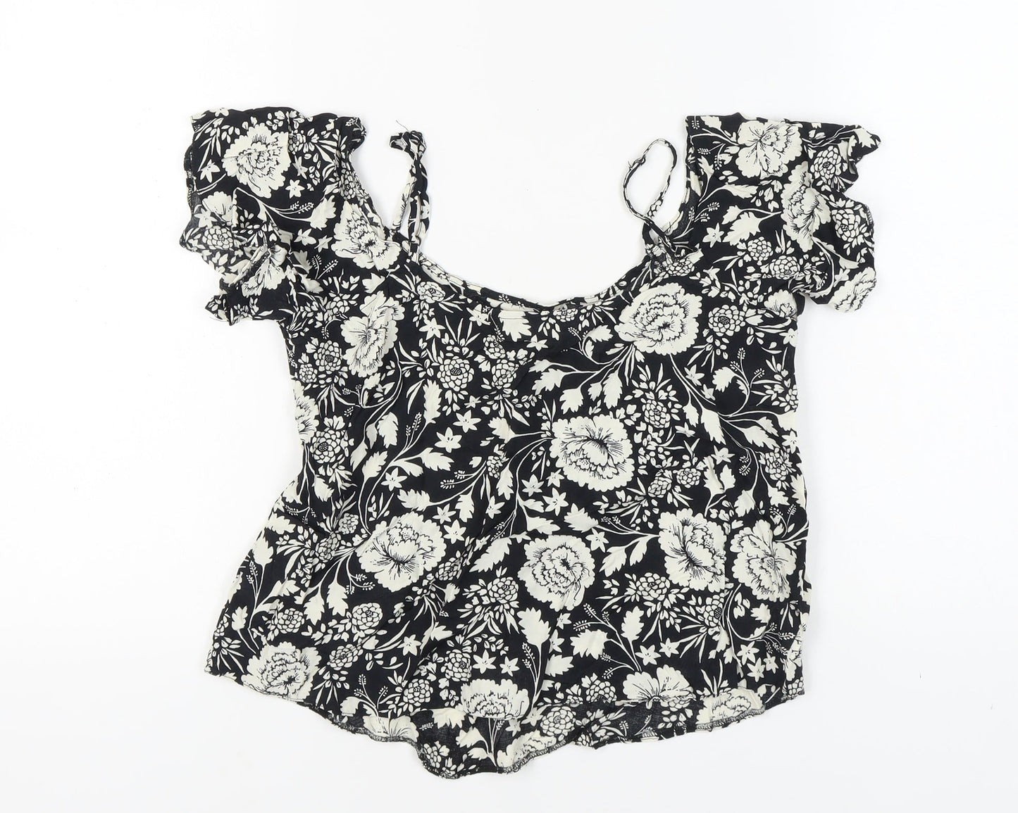 Miss Selfridge Women's Black Floral Top, Size 10