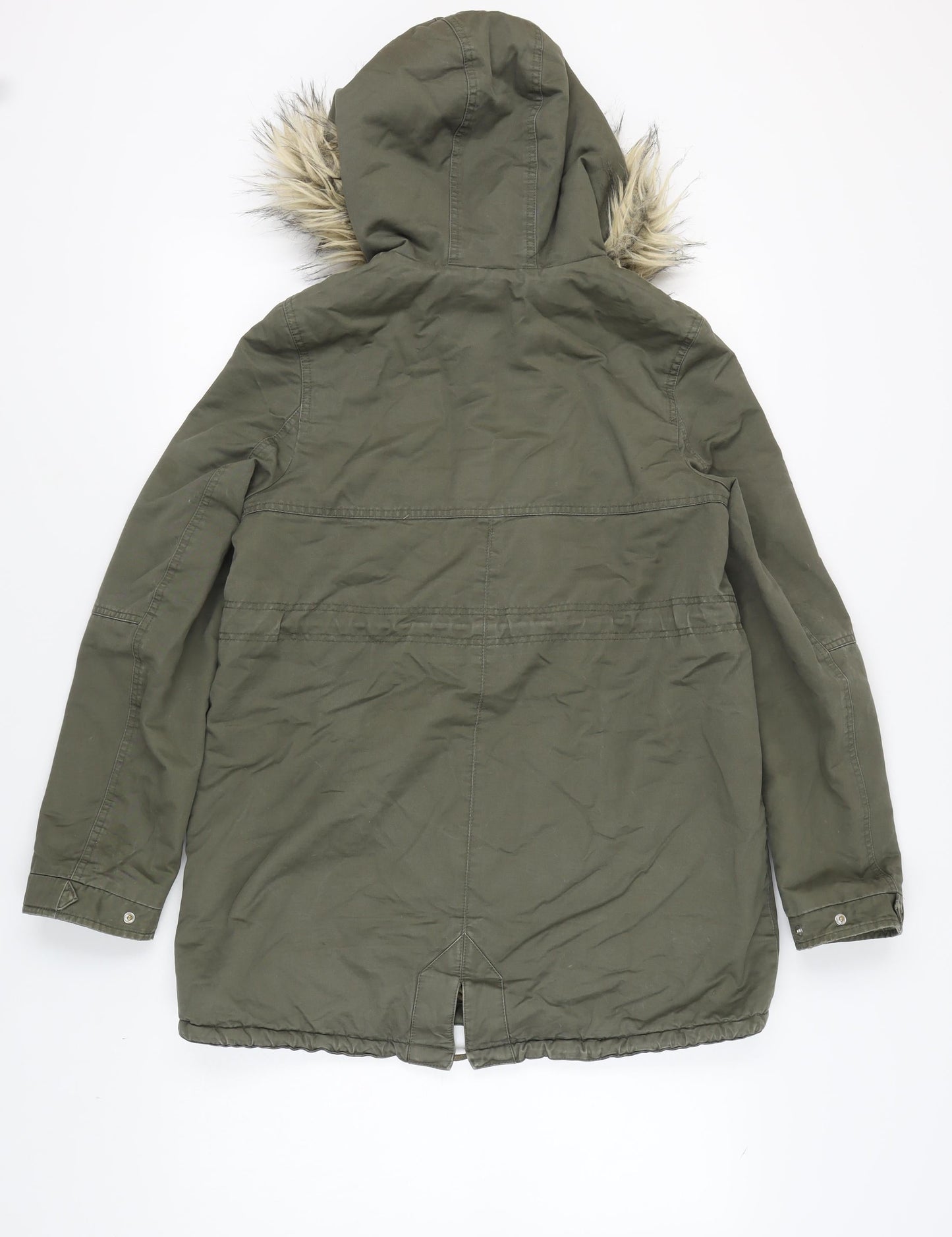 H&M Women's Green Parka XS with Fur Hood