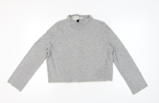 Topshop Women's Grey Mock Neck Pullover Jumper Size 12