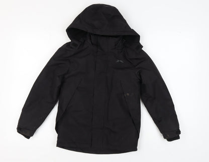 Additional front view of Slazenger boys’ black hooded winter jacket 9-10 years
