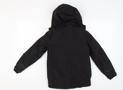 Back view of Slazenger boys’ black hooded winter jacket 9-10 years