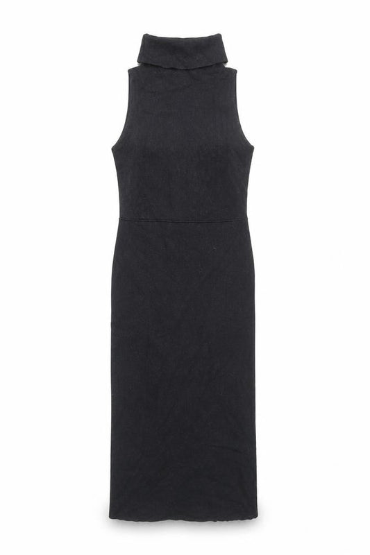 Zara Women’s Black Midi Sheath Dress S - Sleeveless Chic