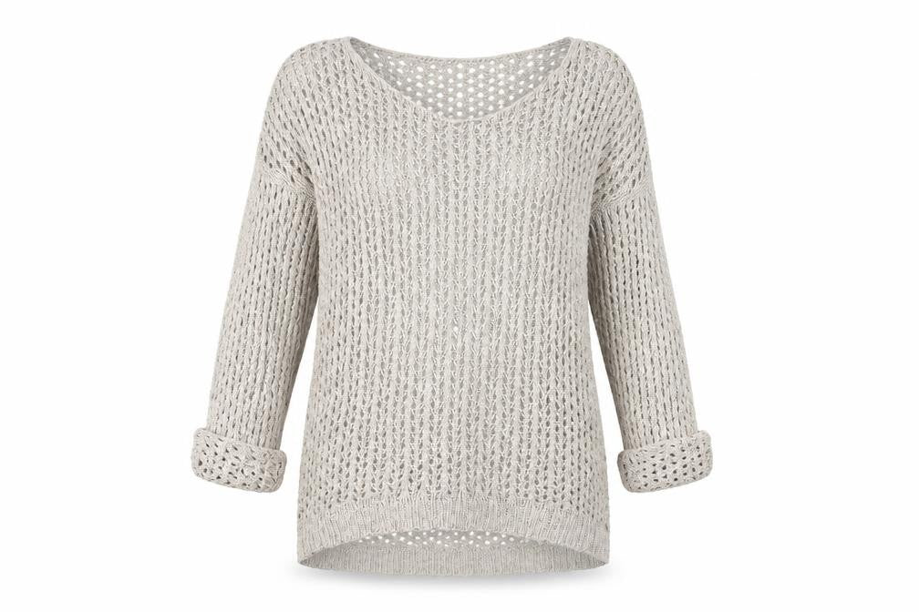 River Island Women's Beige Open-Knit Pullover Jumper Size 16