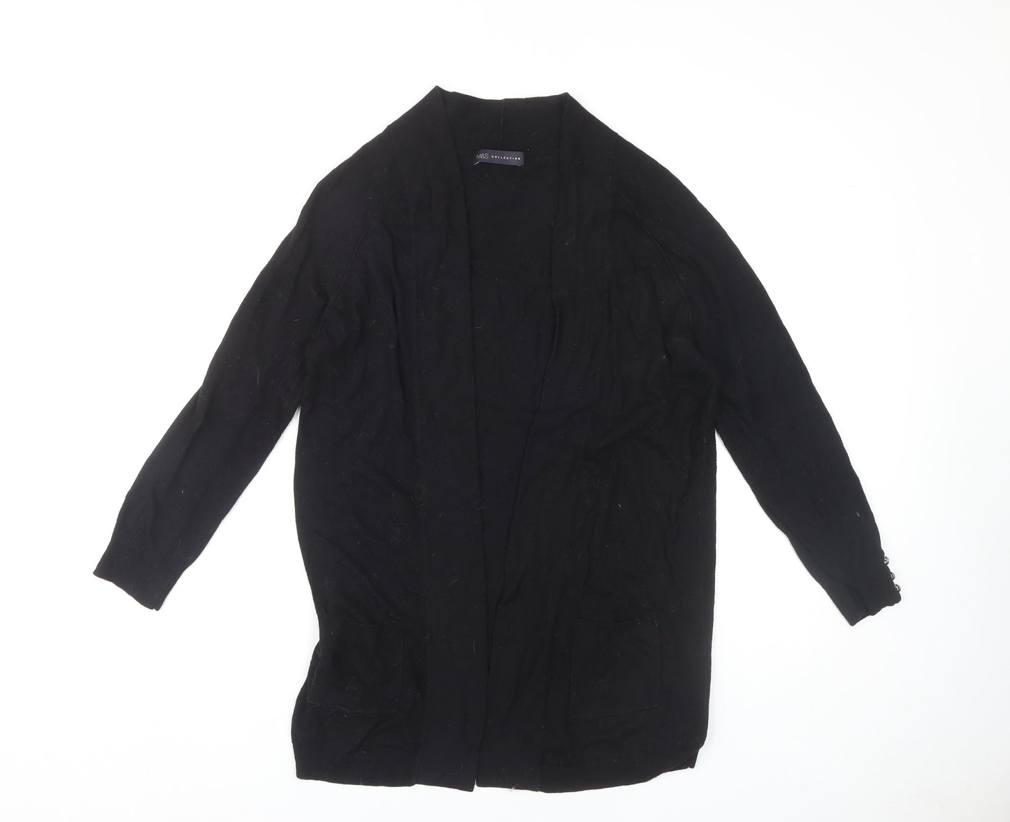 Marks and Spencer Women's Black Open Front Cardigan, Size 10, Open Style