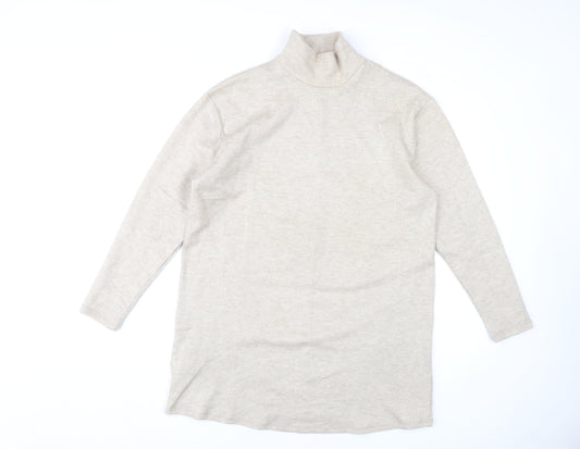 MNG Women Beige Roll Neck Pullover Jumper S