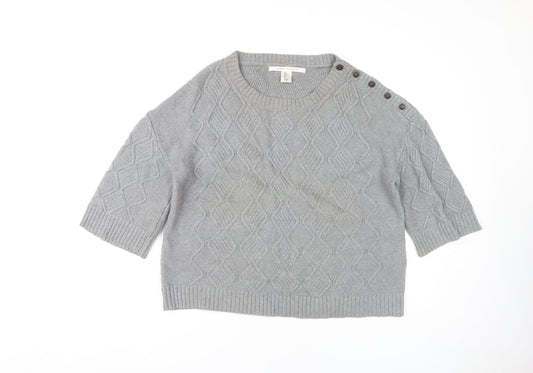 Max Studio Women's Grey Pullover Jumper, L, 3/4 Sleeve