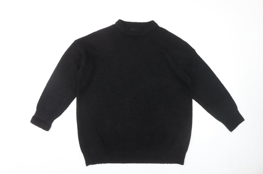 Bershka Women's Black Crew Neck Wool Blend Jumper, Size S