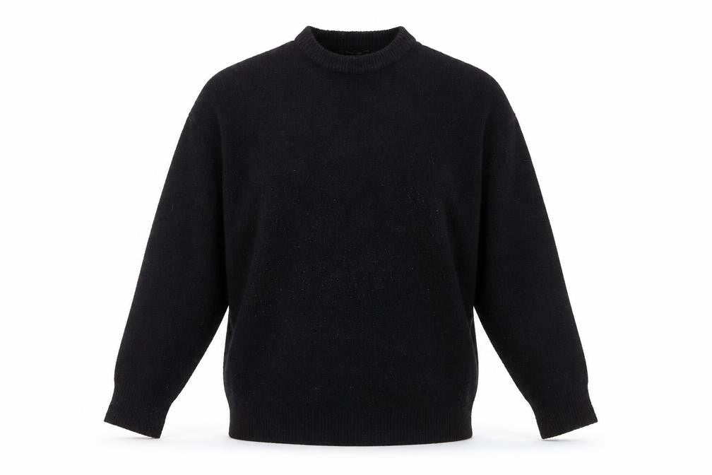Bershka Women's Black Crew Neck Wool Blend Jumper, Size S