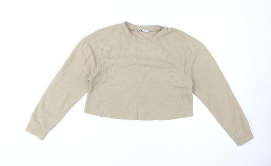 Zara Women's Beige Pullover Sweatshirt Size 8