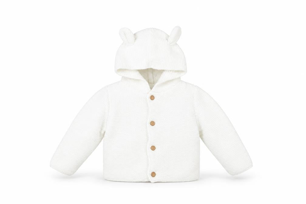 Next Baby Cardigan White Unisex 9-12 Months Hooded Cotton