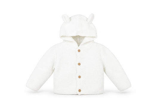 Next Baby Cardigan White Unisex 9-12 Months Hooded Cotton