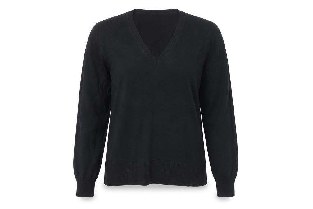 M&Co Women's Black V-Neck Pullover Jumper Size L