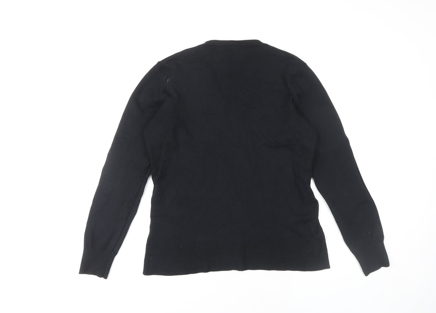 M&Co Women's Black V-Neck Pullover Jumper Size L