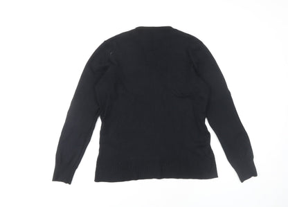 M&Co Women's Black V-Neck Pullover Jumper Size L