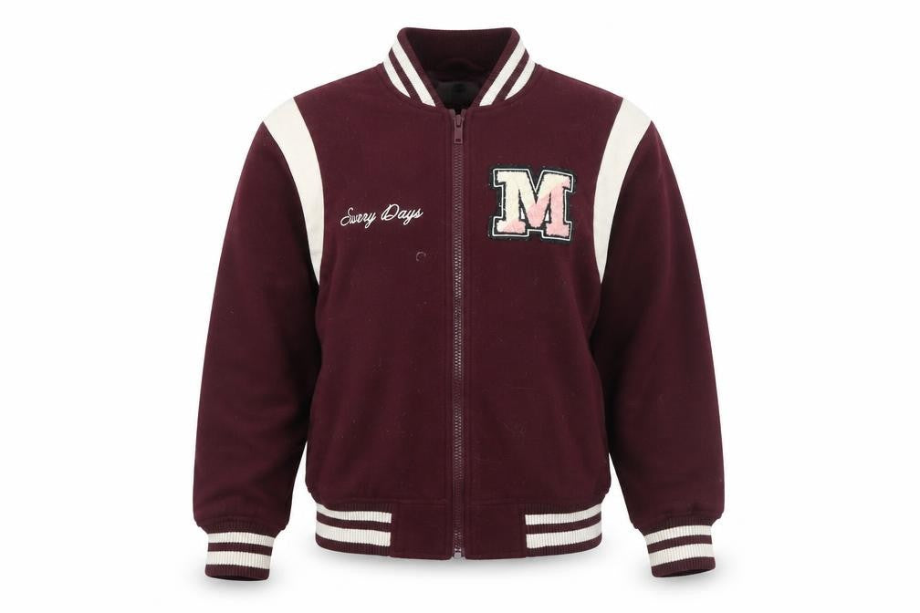 H&M Girls Burgundy Varsity Jacket, Age 9-10