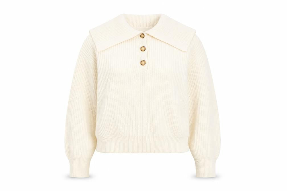 MNG Women's Ivory XS Collared Henley Jumper
