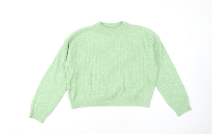 Women's XS Green Mock Neck Pullover Jumper