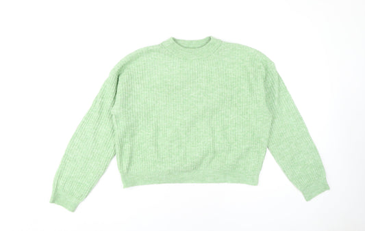 Women's XS Green Mock Neck Pullover Jumper
