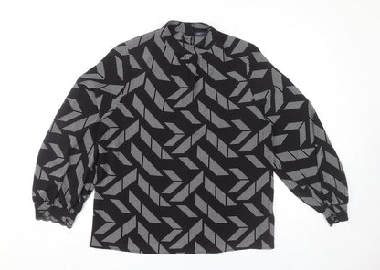 Marks & Spencer Women's Black Geometric Blouse Size 14