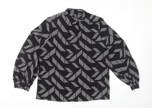 Marks and Spencer Women's Black Geometric Blouse Size 14