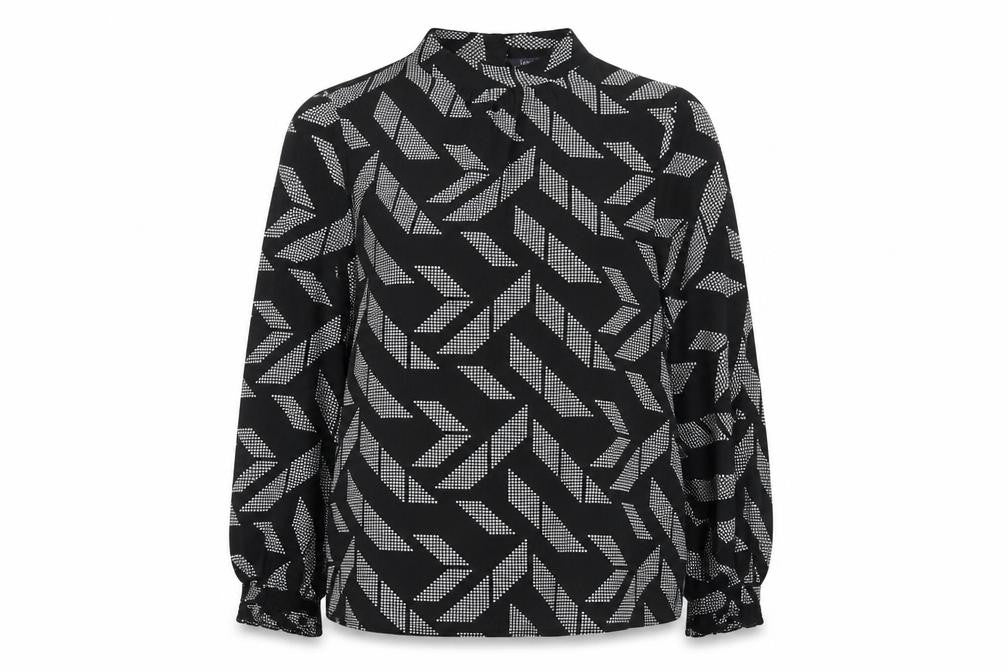 Marks & Spencer Women's Black Geometric Blouse Size 14