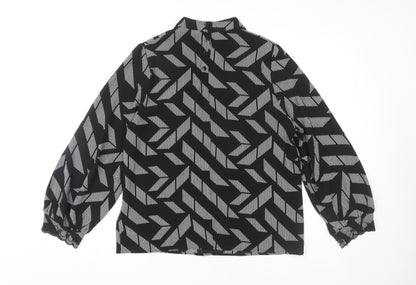 Marks & Spencer Women's Black Geometric Blouse Size 14