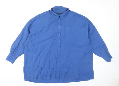 Marks & Spencer Women's Blue Button-Up Shirt Size 18