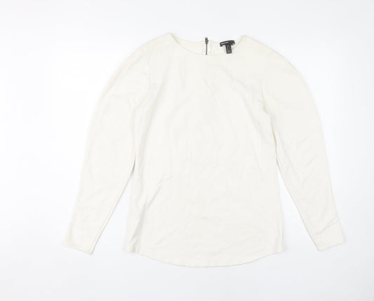 Mango Women's White Long Sleeve Basic Top S