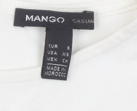 Mango Women's White Long Sleeve Basic Top S