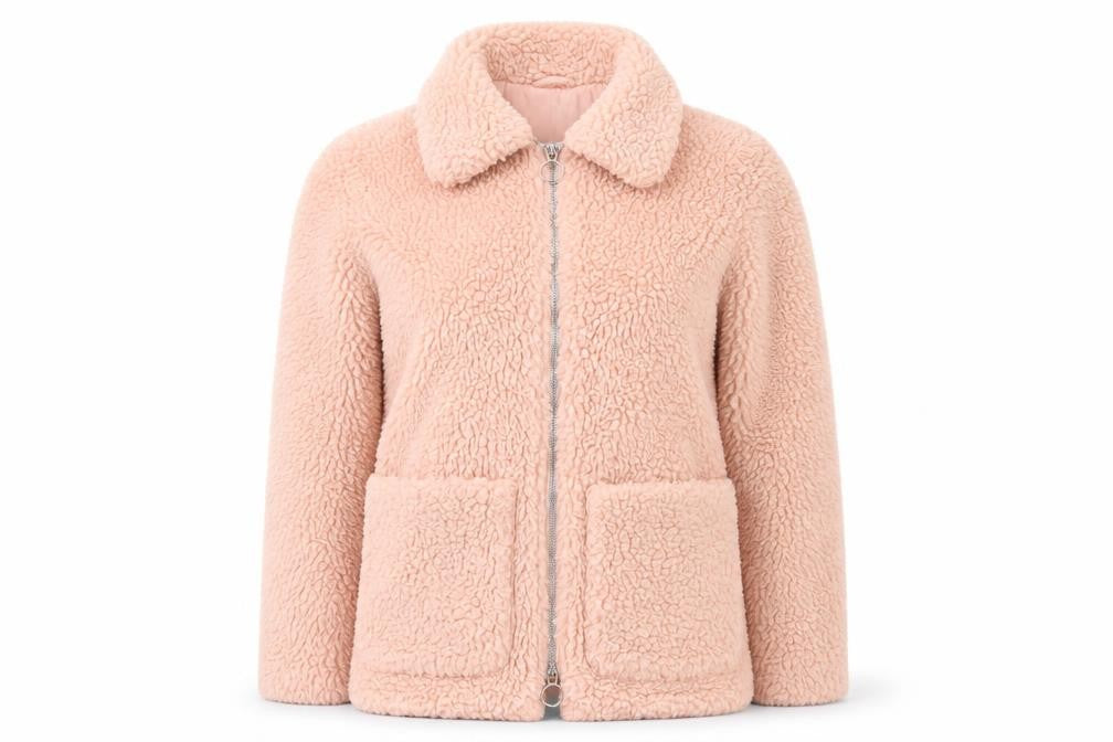 Topshop Women's Pink Jacket, Size 6, Collared Zip Coat