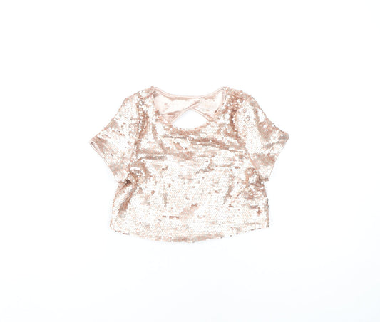 River Island Girls Cropped Sequin Top - Multicoloured, 9 Years