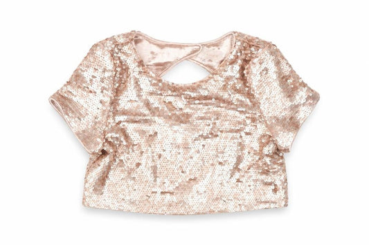 Front view of River Island girls’ cropped sequin top - multicoloured, 9 years