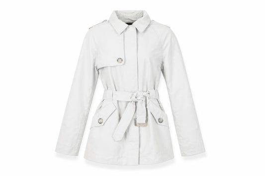 Cyrillus Women's Grey Trench Coat Size 10 Belted
